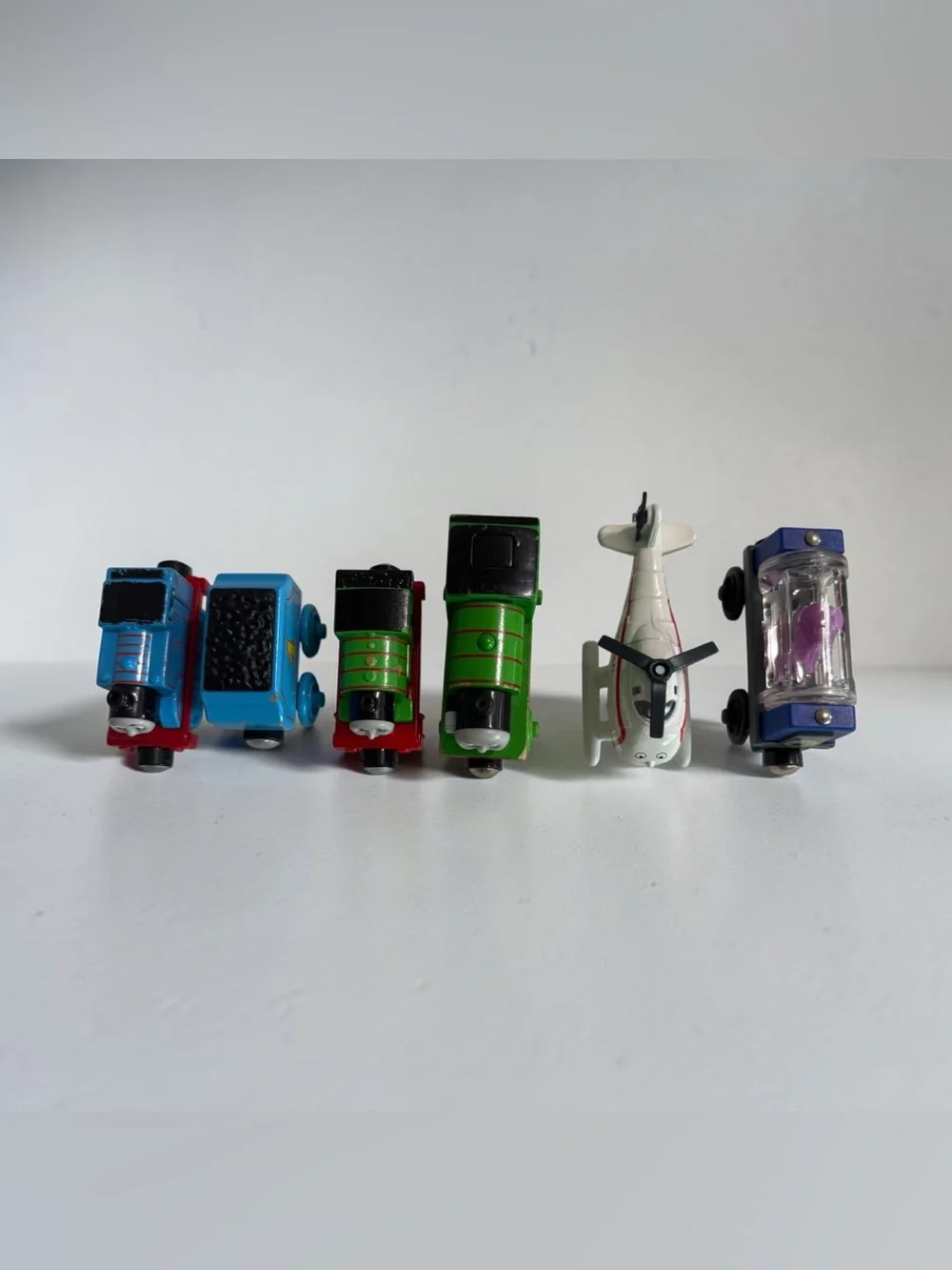 Vintage Thomas & Friends Blue, Green and White Mini Train & Vehicle Set